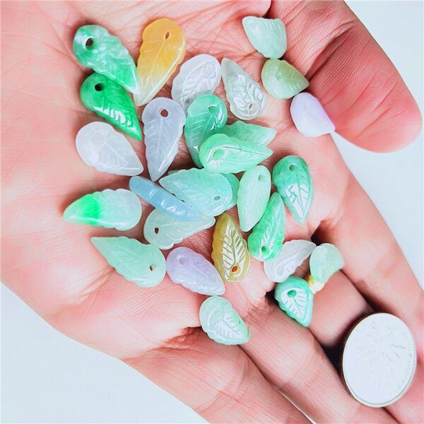 10 pcs / 20 pcs 16 mm high quality Genuine natural colorful Burmese jadeite leaf shape bead - Image 4