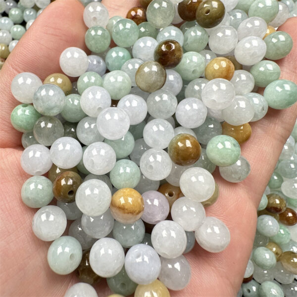 50 pcs / 100 pcs 7.5 mm genuine natural jadeite round shape bead - Image 2