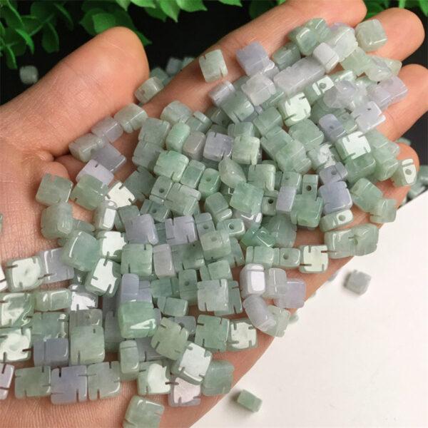 50 pcs / 100 pcs 6 mm genuine natural jadeite buddhist swastika shape bead - Image 2