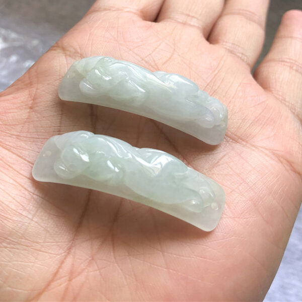 1 pcs / 2 pcs 38 mm genuine natural jadeite pixiu pattern arched shape bead - Image 2