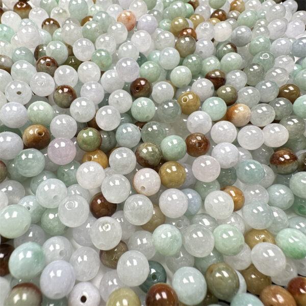 50 pcs / 100 pcs 7.5 mm genuine natural jadeite round shape bead - Image 3