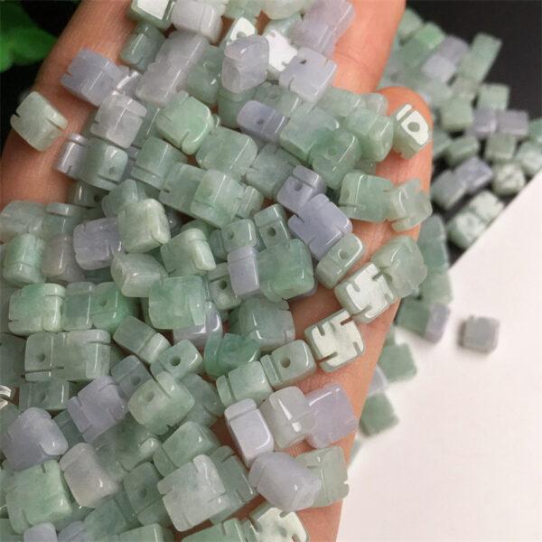 50 pcs / 100 pcs 6 mm genuine natural jadeite buddhist swastika shape bead - Image 3