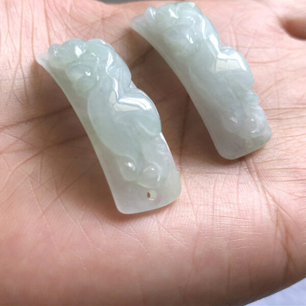 1 pcs / 2 pcs 38 mm genuine natural jadeite pixiu pattern arched shape bead - Image 4