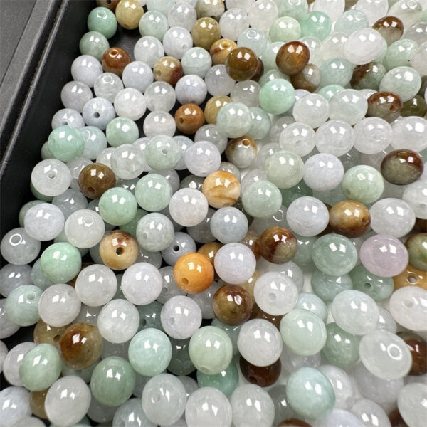 50 pcs / 100 pcs 7.5 mm genuine natural jadeite round shape bead - Image 5