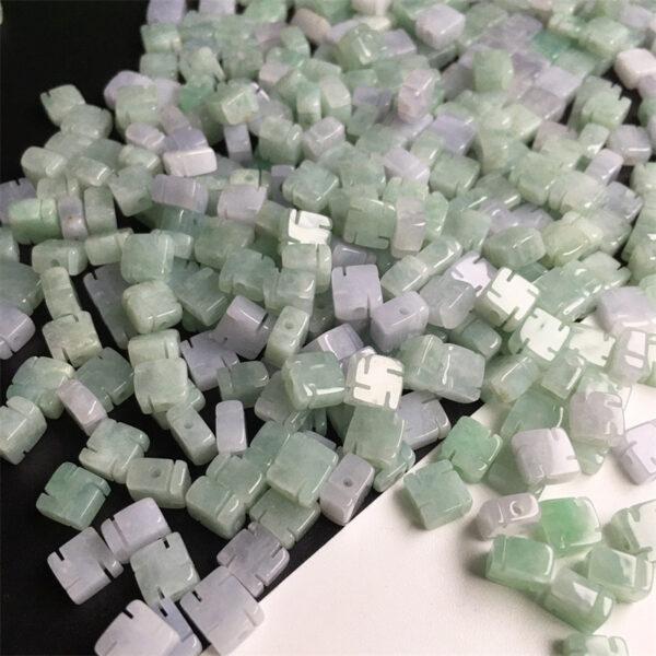50 pcs / 100 pcs 6 mm genuine natural jadeite buddhist swastika shape bead - Image 6
