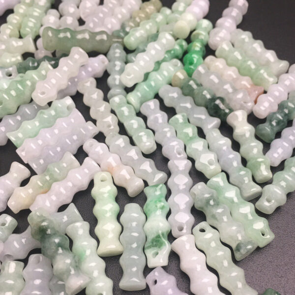 10 pcs / 20 pcs 20 mm genuine natural jadeite bamboo shape pendant bead - Image 7