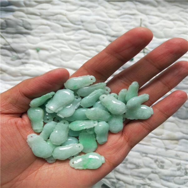 fine green texture hollow vase shape pendant bead natural jadeite bead - Image 2