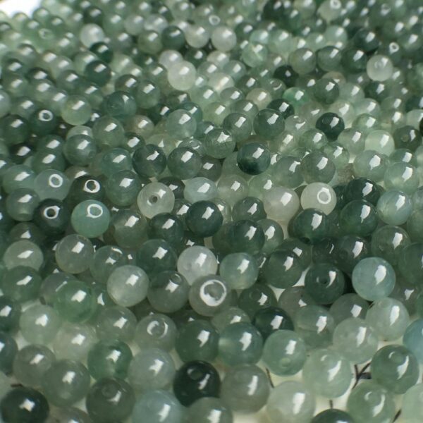 ice oily green round jade bead natural jadeite bead - Image 3