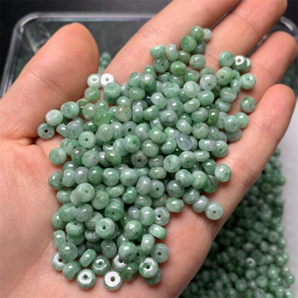 small rondelle shape genuine natural green jadeite bead - Image 2
