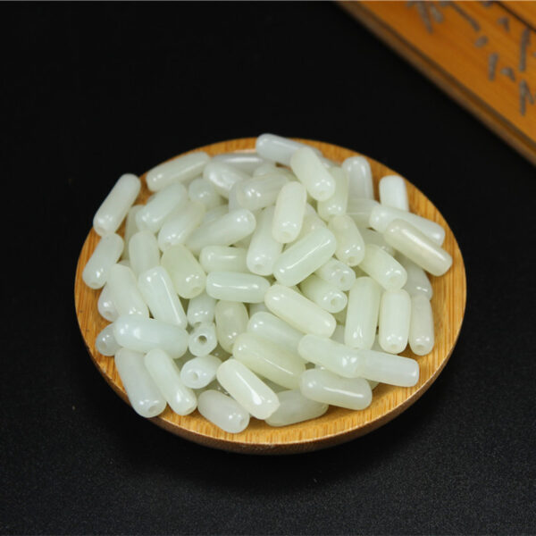 simple smooth irregular strip shape bead natural oily white nephrite jade bead - Image 4
