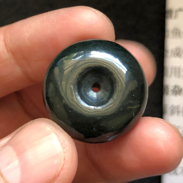 25 mm smooth donut shape bead natural black nephrite jade bead - Image 4