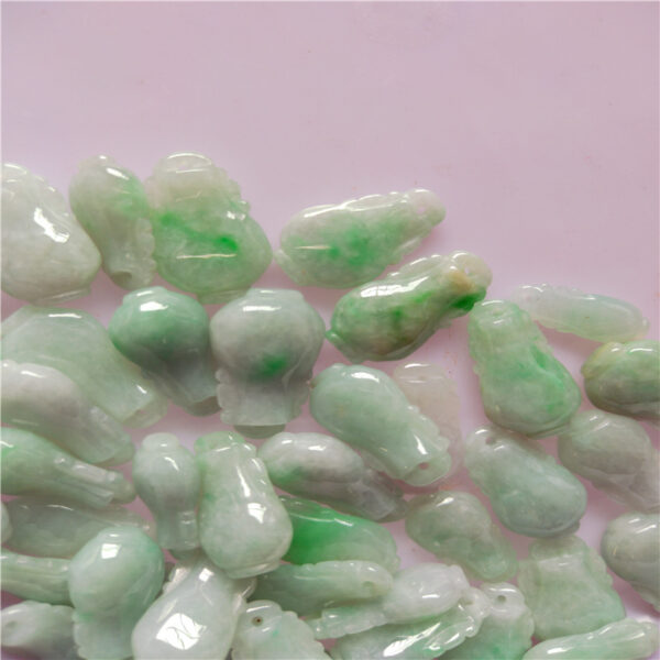 fine green texture hollow vase shape pendant bead natural jadeite bead - Image 5
