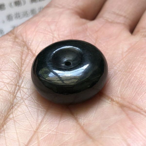 25 mm smooth donut shape bead natural black nephrite jade bead - Image 5