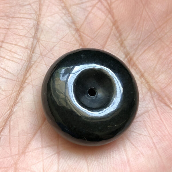 25 mm smooth donut shape bead natural black nephrite jade bead - Image 6