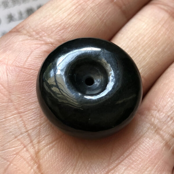 25 mm smooth donut shape bead natural black nephrite jade bead - Image 7