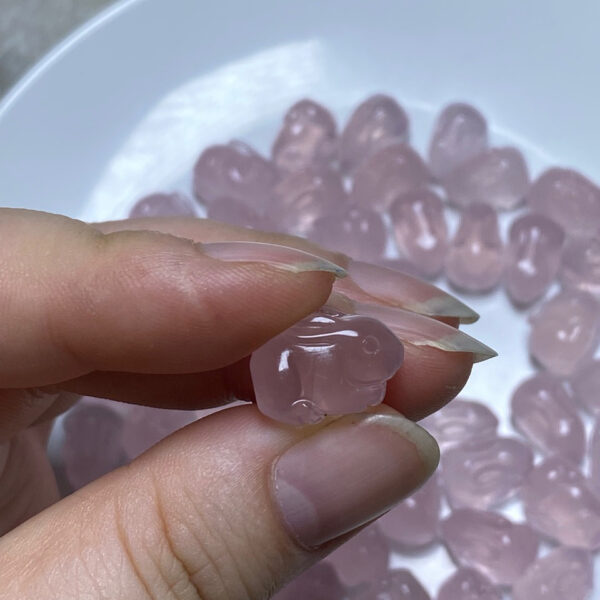 cute rabbit shape rose quartz bead - Image 3