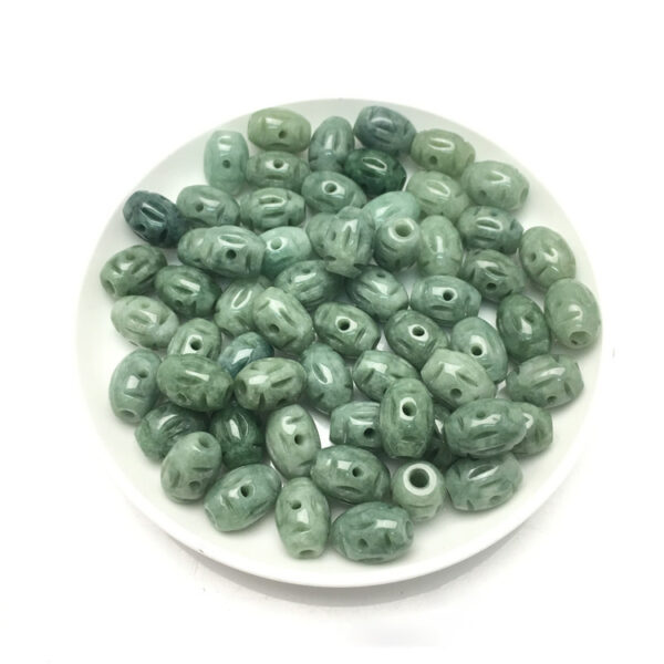 high quality natural Burmese jadeite flower pattern rice shape bead - Image 2