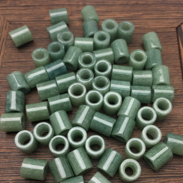 high quality natural Burmese jadeite tube shape big hole bead - Image 2