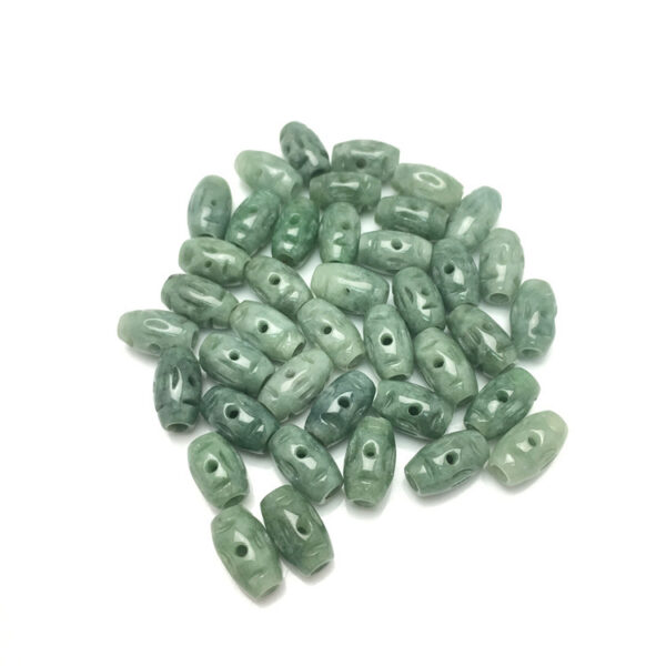 high quality natural Burmese jadeite flower pattern rice shape bead - Image 3