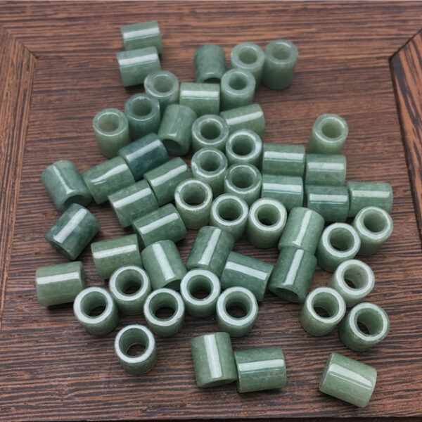 high quality natural Burmese jadeite tube shape big hole bead - Image 3