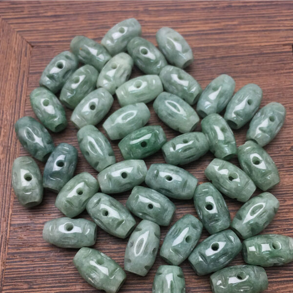 high quality natural Burmese jadeite flower pattern rice shape bead - Image 4