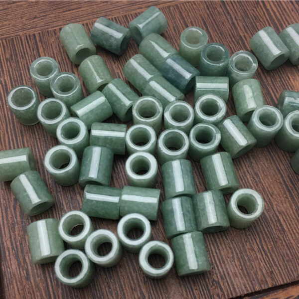 high quality natural Burmese jadeite tube shape big hole bead - Image 5