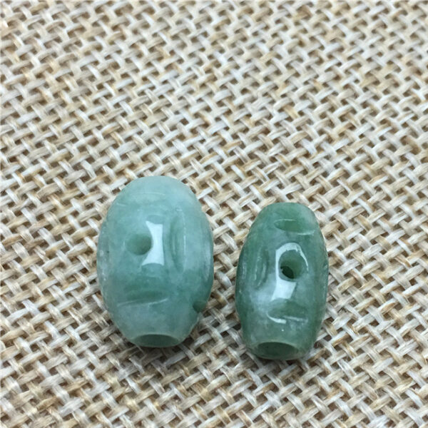 high quality natural Burmese jadeite flower pattern rice shape bead - Image 7