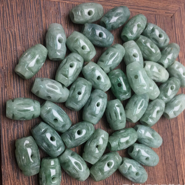 high quality natural Burmese jadeite flower pattern rice shape bead - Image 8