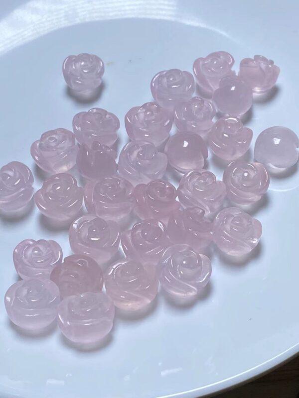 cute rose flower shape rose quartz bead - Image 2