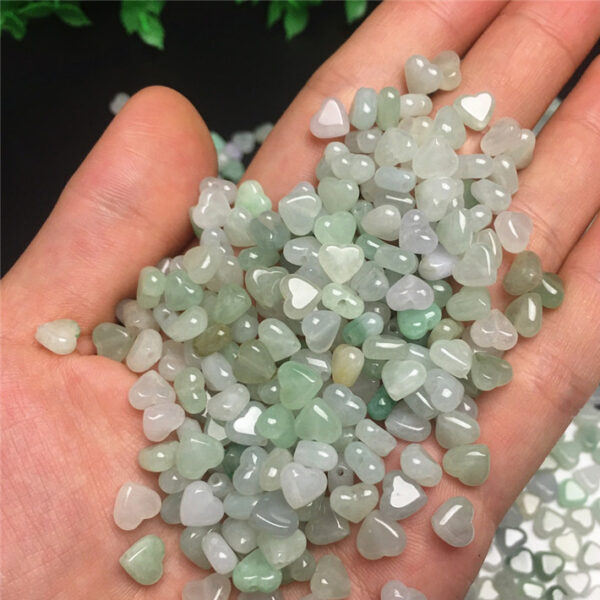 heart shape ice jade bead natural jadeite bead - Image 2