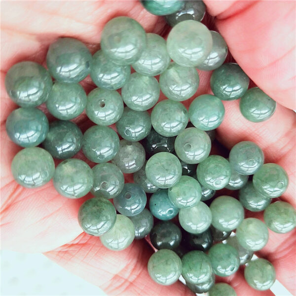 oily green round jade bead natural jadeite bead - Image 4