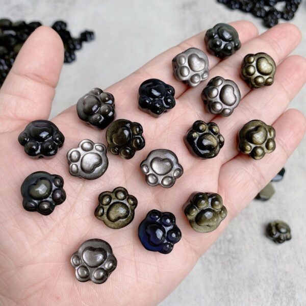 cute cat paw shape obsidian bead