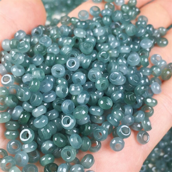 50 pcs small ring shape clear blue jade bead natural jadeite bead - Image 2