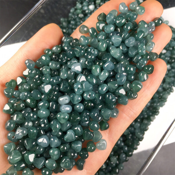 small heart shape clear blue jade bead natural jadeite bead - Image 2