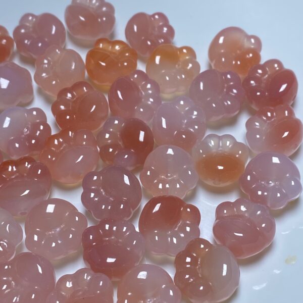 cute cat paw shape clear orange agate bead - Image 2