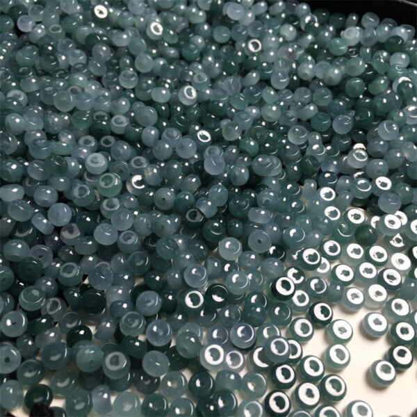 100 pcs small drum shape clear blue jade bead natural jadeite bead - Image 3