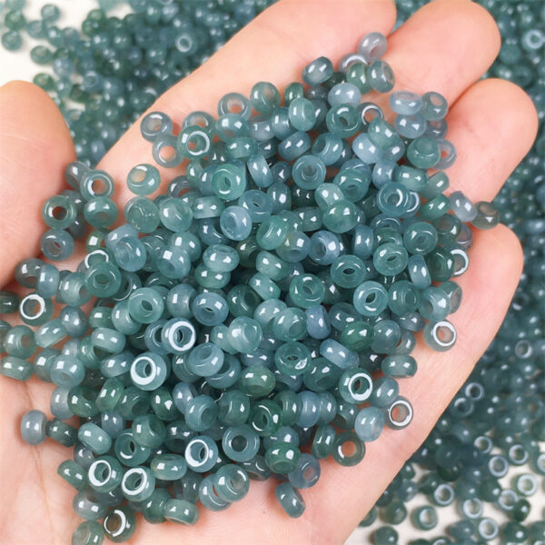 50 pcs small ring shape clear blue jade bead natural jadeite bead - Image 3