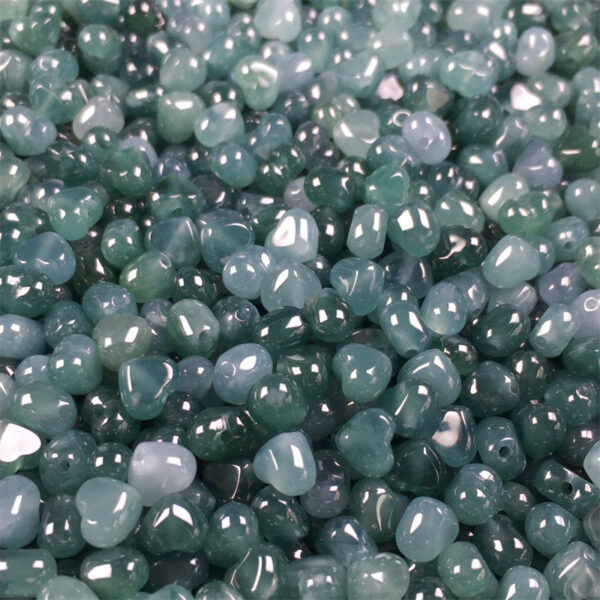 small heart shape clear blue jade bead natural jadeite bead - Image 3