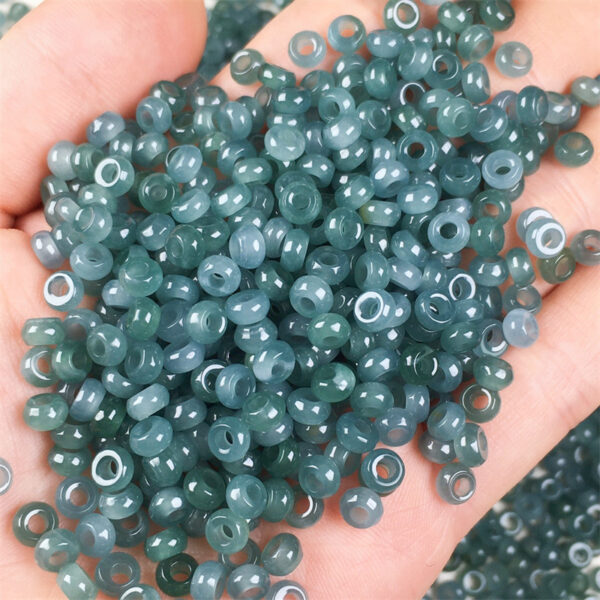 50 pcs small ring shape clear blue jade bead natural jadeite bead - Image 4