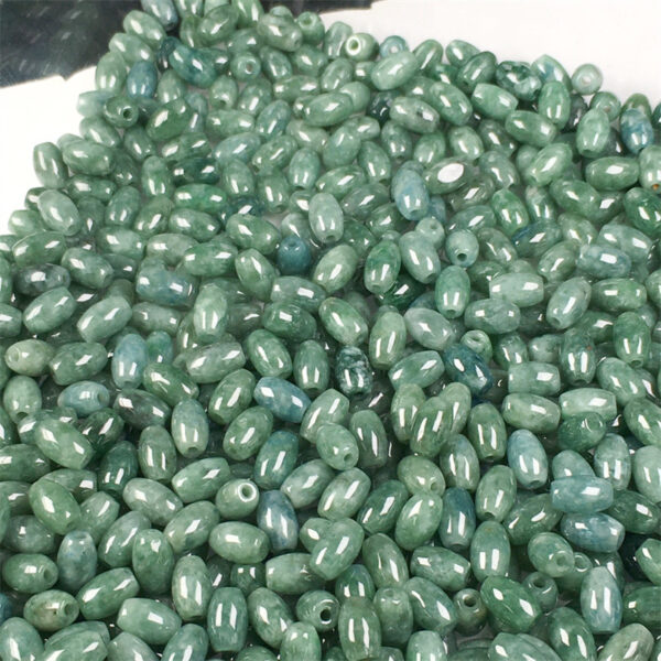rice shape oily green jade bead natural jadeite bead - Image 4