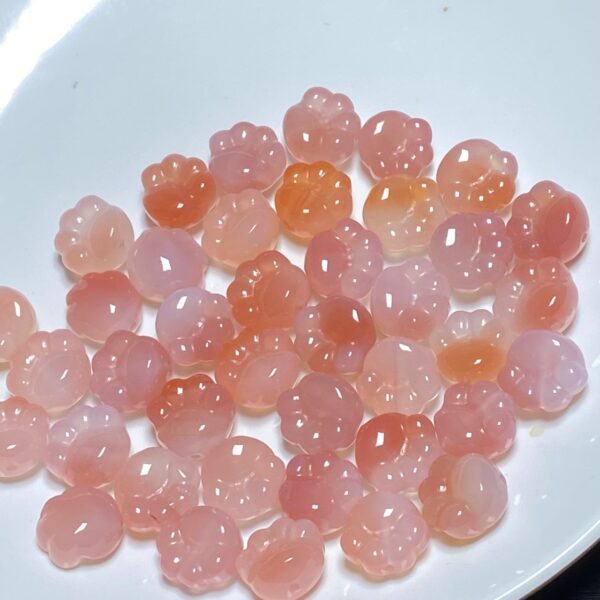 cute cat paw shape clear orange agate bead - Image 4