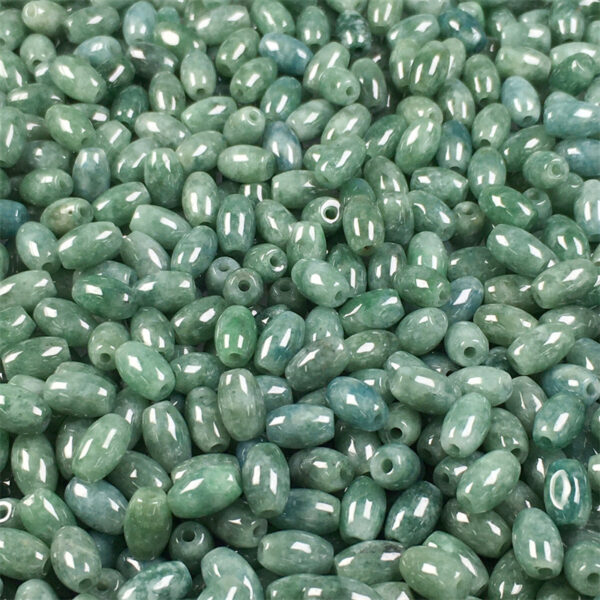 rice shape oily green jade bead natural jadeite bead - Image 5