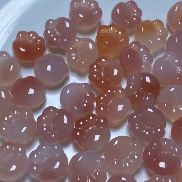 cute cat paw shape clear orange agate bead - Image 5