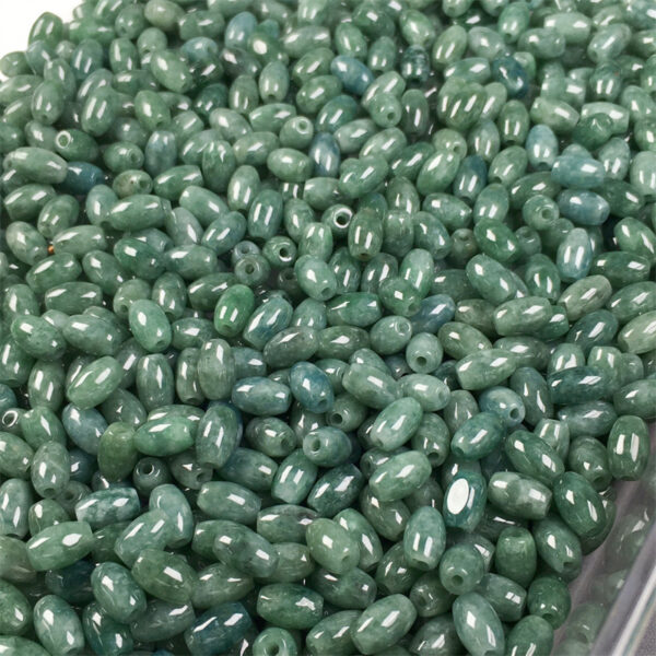 rice shape oily green jade bead natural jadeite bead - Image 6