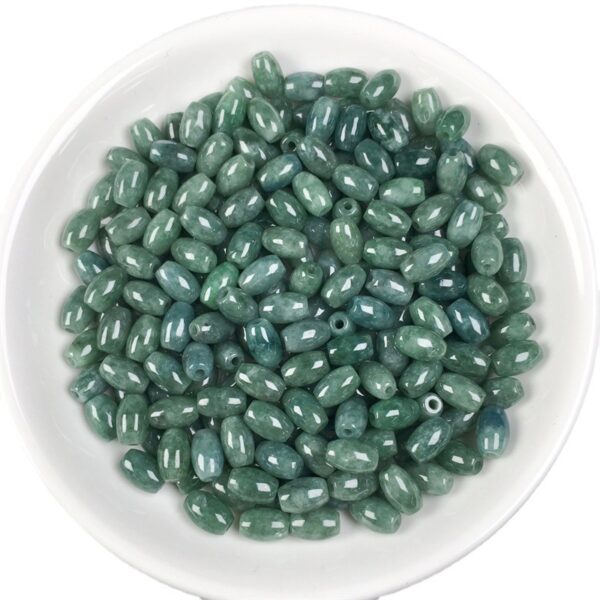 rice shape oily green jade bead natural jadeite bead - Image 7
