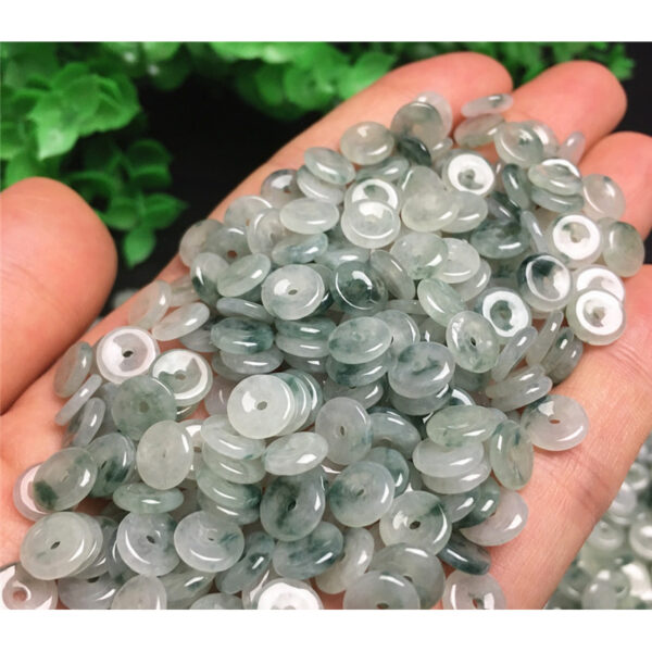 50 pcs donut green texture clear jadeite bead - Image 2