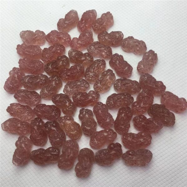 natural strawberry quartz pixiu shape pendant bead - Image 2