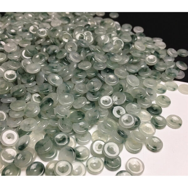 50 pcs donut green texture clear jadeite bead - Image 3