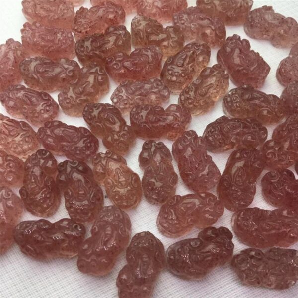 natural strawberry quartz pixiu shape pendant bead - Image 3
