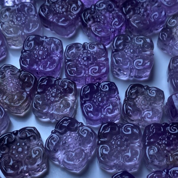 nice flower pattern square shape Brazil ametrine bead - Image 3